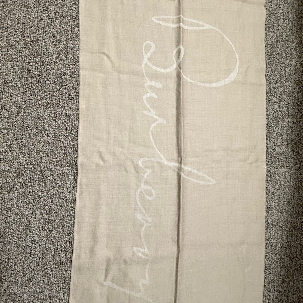 Cream Scarf with Script Design - Picture 2 of 5